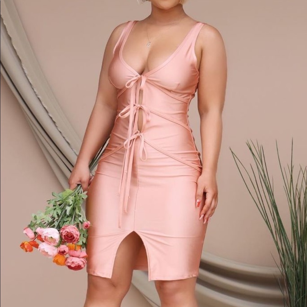 Gorgeous pink dress with ties in the front size small NWT
